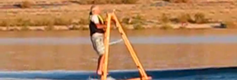 65-Year-Old Wakeboards On Ladder