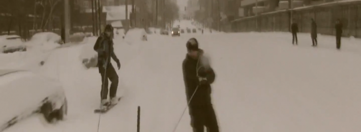 Streets Turned Into Ski Slopes After Record Snowfall in Kiev